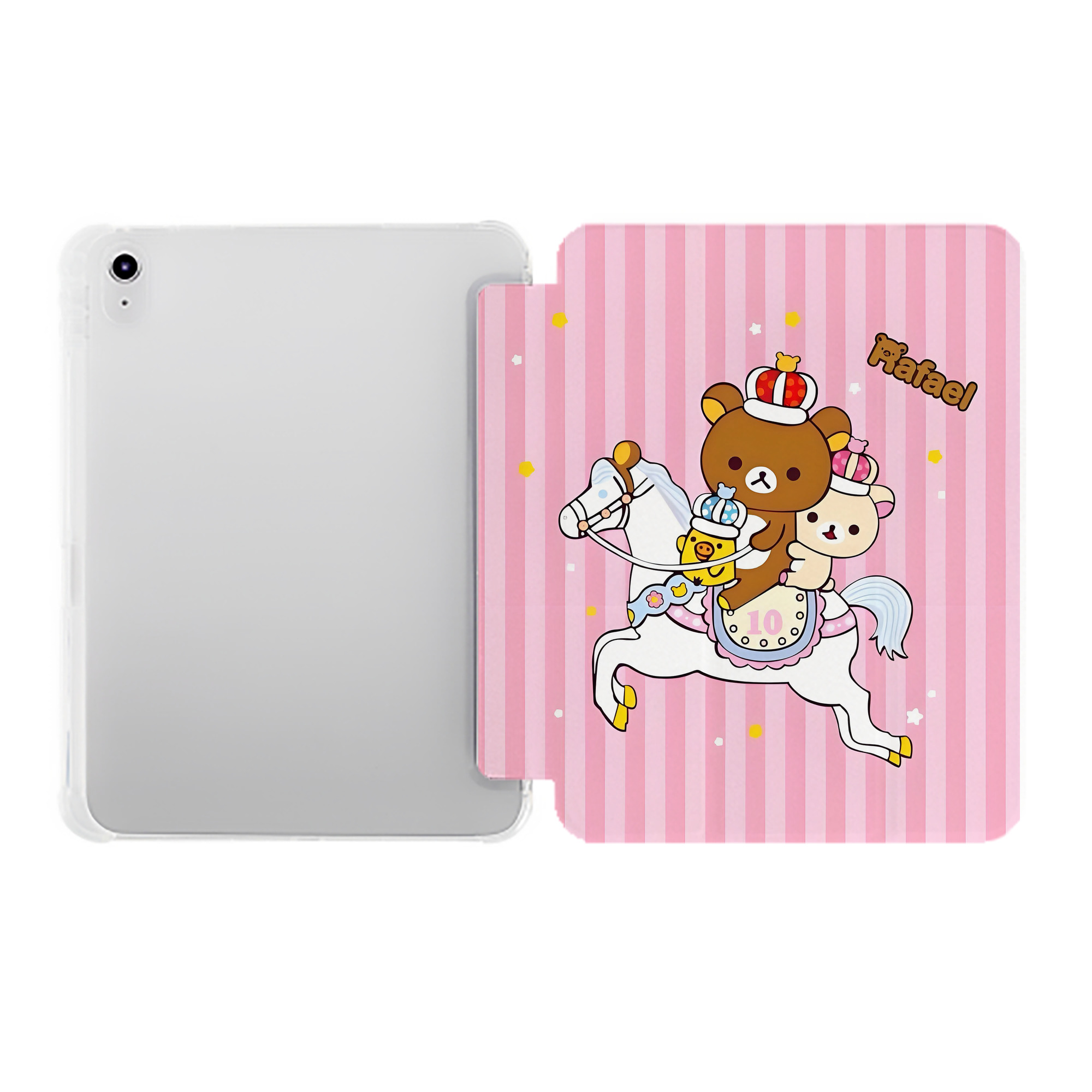 （画像用） リラックマ リラックマ キイロイトリ Rilakkuma Korilakkuma Kiiroitori IPad ケース ペン収納付き 三つ折りスタンド PUレザー×シリコン 対応機種9.5/10.5/10.9インチ
